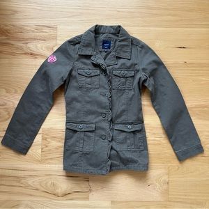 GAP MILITARY STYLE DENIM KHAKI JACKET SIZE GIRLS XL 12  NEW
